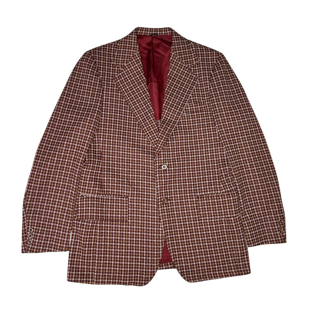 vintage montgomery ward men's red pinwheel windowpane sports coat 42 Long 5647